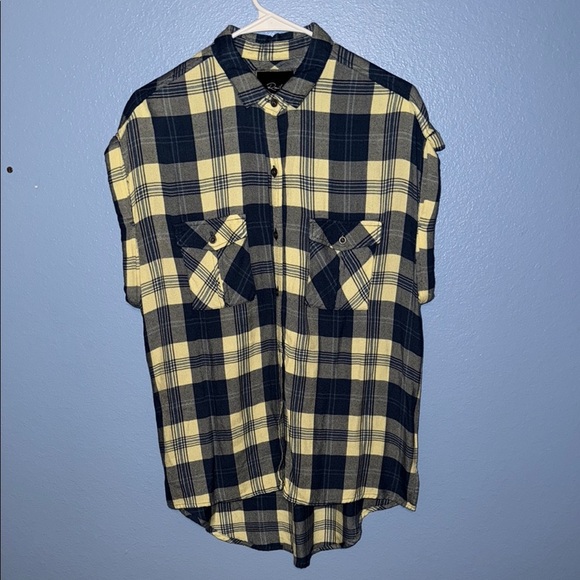 Rails Brit Blue and Cream Sleeveless Shirt with Classic Plaid - XS - B6 - Picture 1 of 7